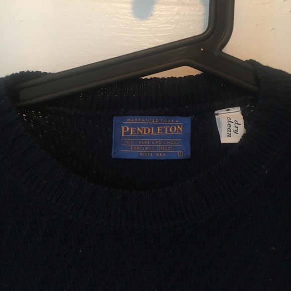 PENDLETON Mens S wool sweater jumper top winter cosy blue unisex Womens L woolen - Picture 2 of 4